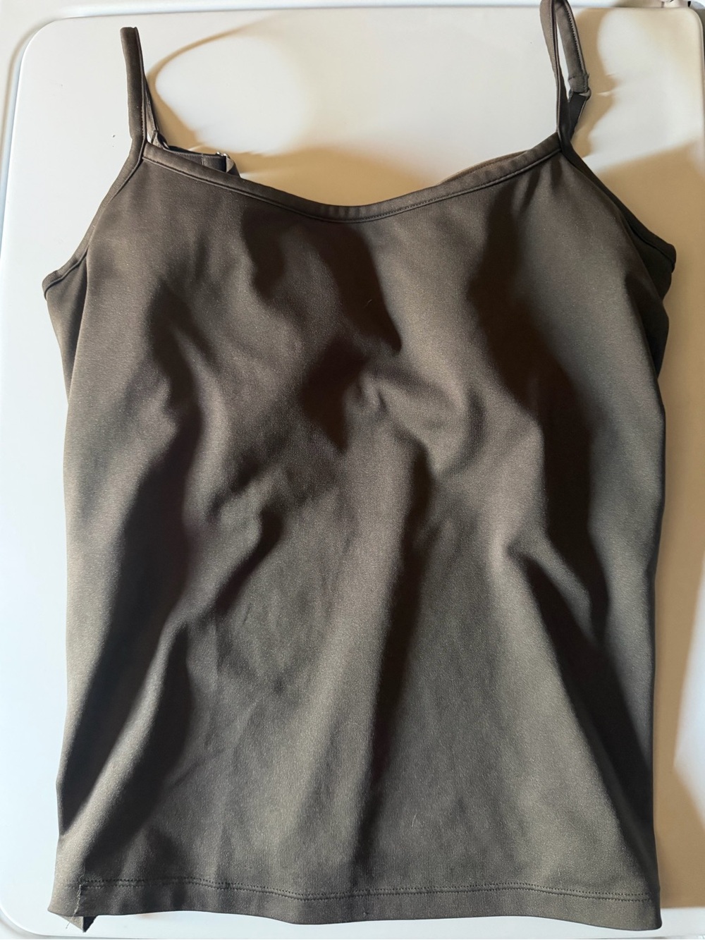 Athleta Olive Green Tank Top With Adjustable Straps & Built-In Bra 34DD
